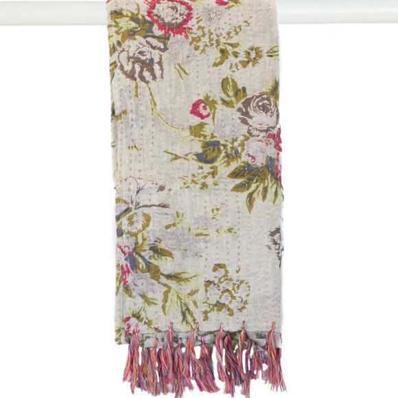 Taj Hotel Home Decor Kantha Cotton Scarve | 1-Piece | Multicolor | 18"x72" - Picture 2 of 3